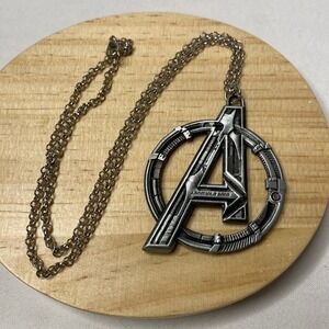 Avengers A Necklace Pendant w/ Silvertone 20in chain Marvel‎ Comics Superhero